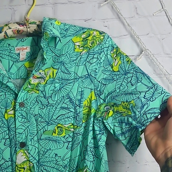Cat & Jack Tropical Vibrant Dinosaur Dino Button Down Shirt Youth Size XL 16 - Picture 11 of 17